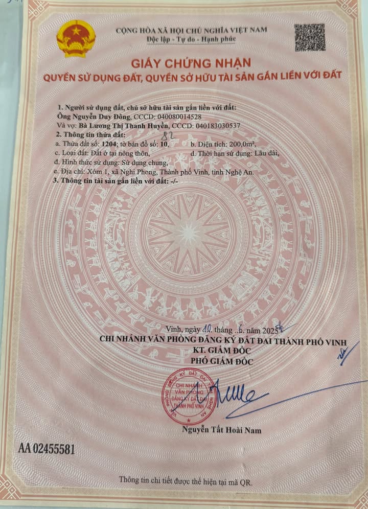 Đất nền Nghi Phong 200m² giá 5.4 tỷ - Đầu tư sinh lời ngay!