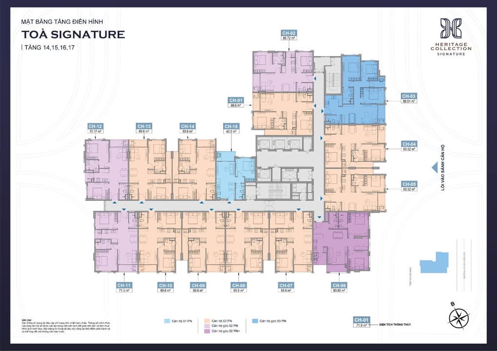 Căn góc chung cư Vinh Heritage, Nghệ An 66.7m² giá 3 tỷ - Sẵn sàng bàn giao!