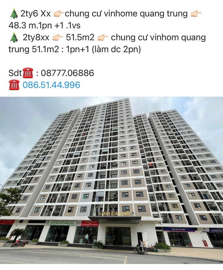 Căn hộ chung cư Vinhomes Quang Trung 48m² giá 2.6 tỷ - Sẵn sàng vào ở!