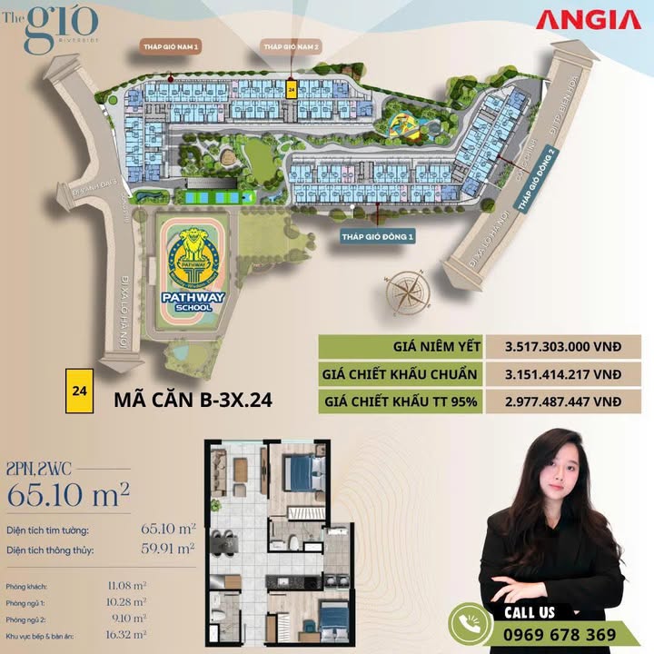 Căn hộ The Gió Riverside Dĩ An 59m² giá 2.977 tỷ - Vị trí đắc địa bên sông