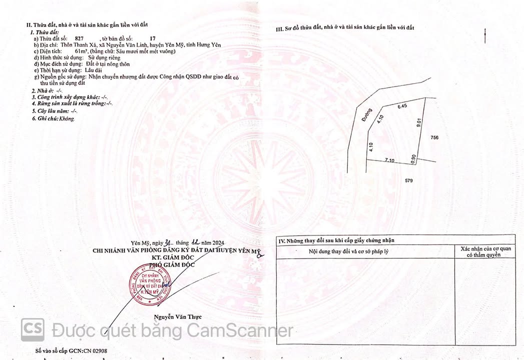 Đất Nghĩa Hiệp, Yên Mỹ 61m² giá 2 tỷ - Lô đất 3 mặt tiền cực hiếm!