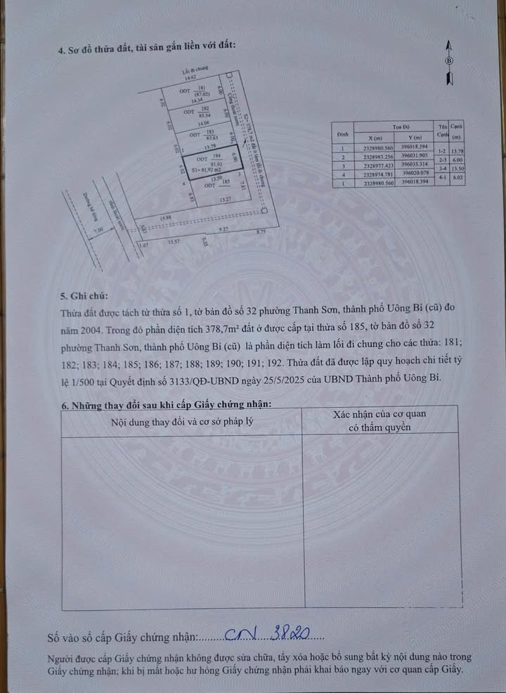 Đất nền Thanh Sơn, Uông Bí 82m² giá chỉ 800 triệu - Cơ hội đầu tư không thể bỏ lỡ!
