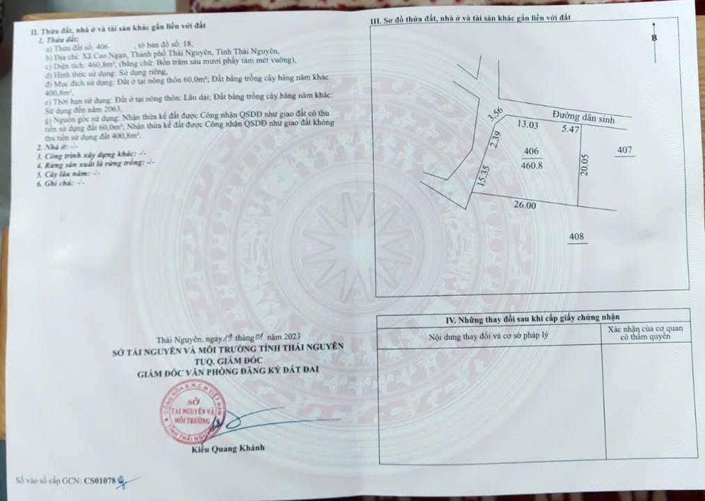 Đất thổ cư 460m² 2 mặt tiền Cao Ngạn cũ, Linh Sơn - Giá 1,7 tỷ, xây nhà vườn lý tưởng!