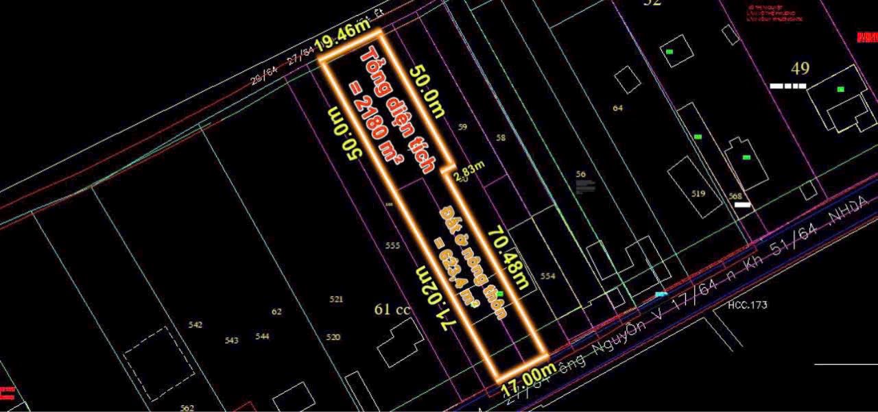 Đất nền xã Phú Hòa Đông, huyện Củ Chi 2180m² - Mặt tiền Nguyễn Văn Khạ, phù hợp làm nhà vườn!