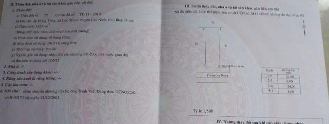 Đất nền Lộc Thịnh 192m² giá 550 triệu - Cơ hội đầu tư hấp dẫn!