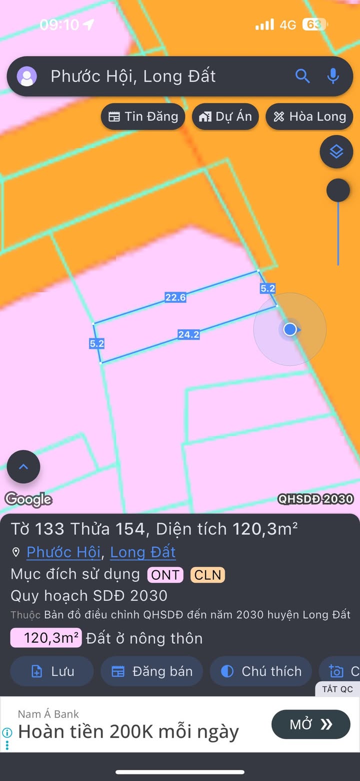 Lô đất mặt tiền kinh doanh Phước Hải 119m² giá 3.7 tỷ - Tiềm năng đầu tư lớn!
