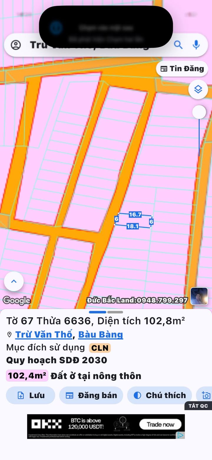 Đất nền ấp 4, xã Trừ Văn Thố, Bàu Bàng 108m² - Gần chợ và KCN chỉ 1km!