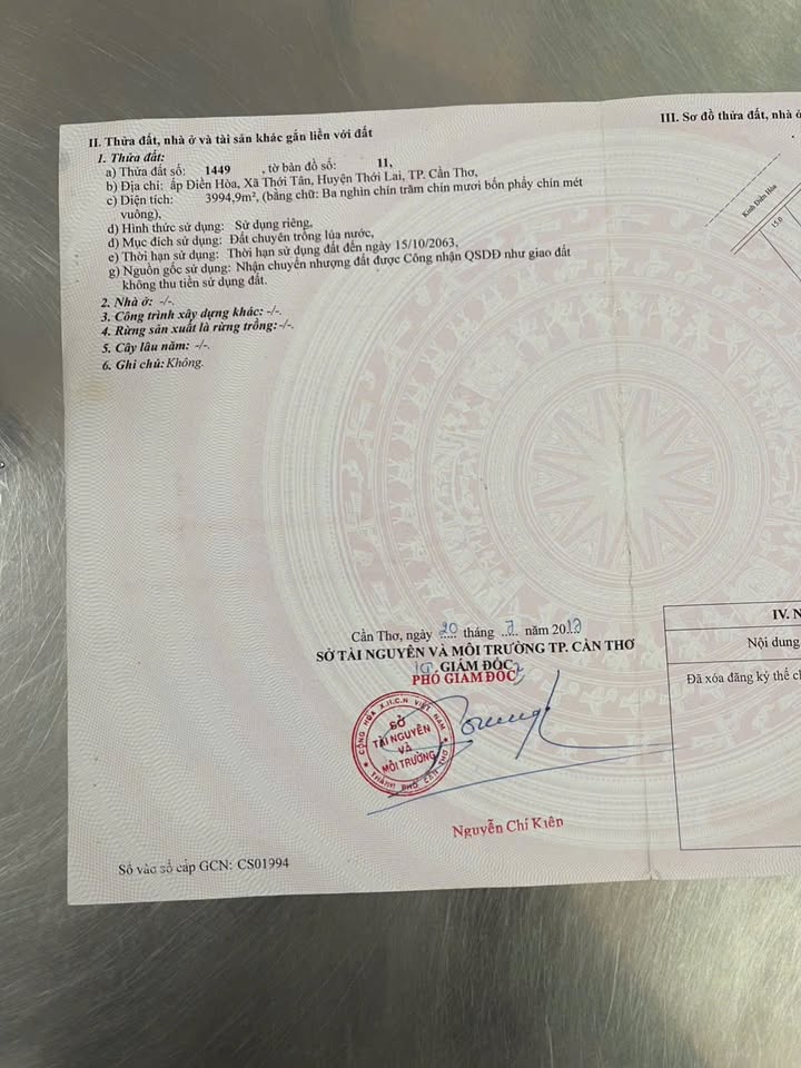 Đất nông nghiệp ấp Điền Hòa, Thới Lai, 3995m² - Đầu tư lý tưởng cho tương lai!