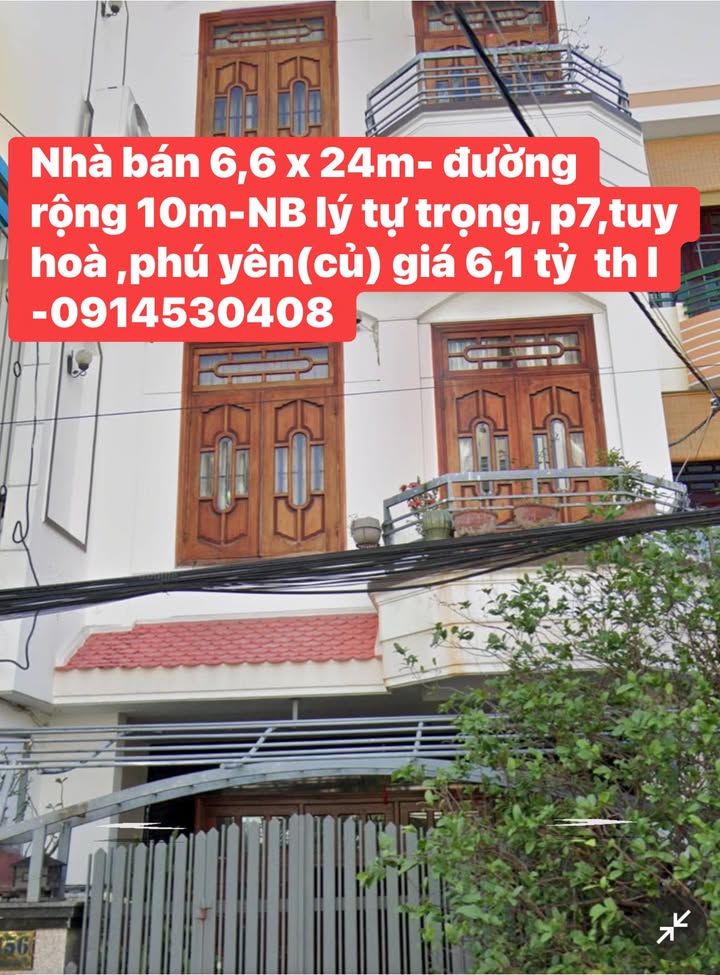 Nhà 2 tầng mặt tiền đường Lý Tự Trọng 158.4m² giá 6.1 tỷ - Gần biển Tuy Hòa!
