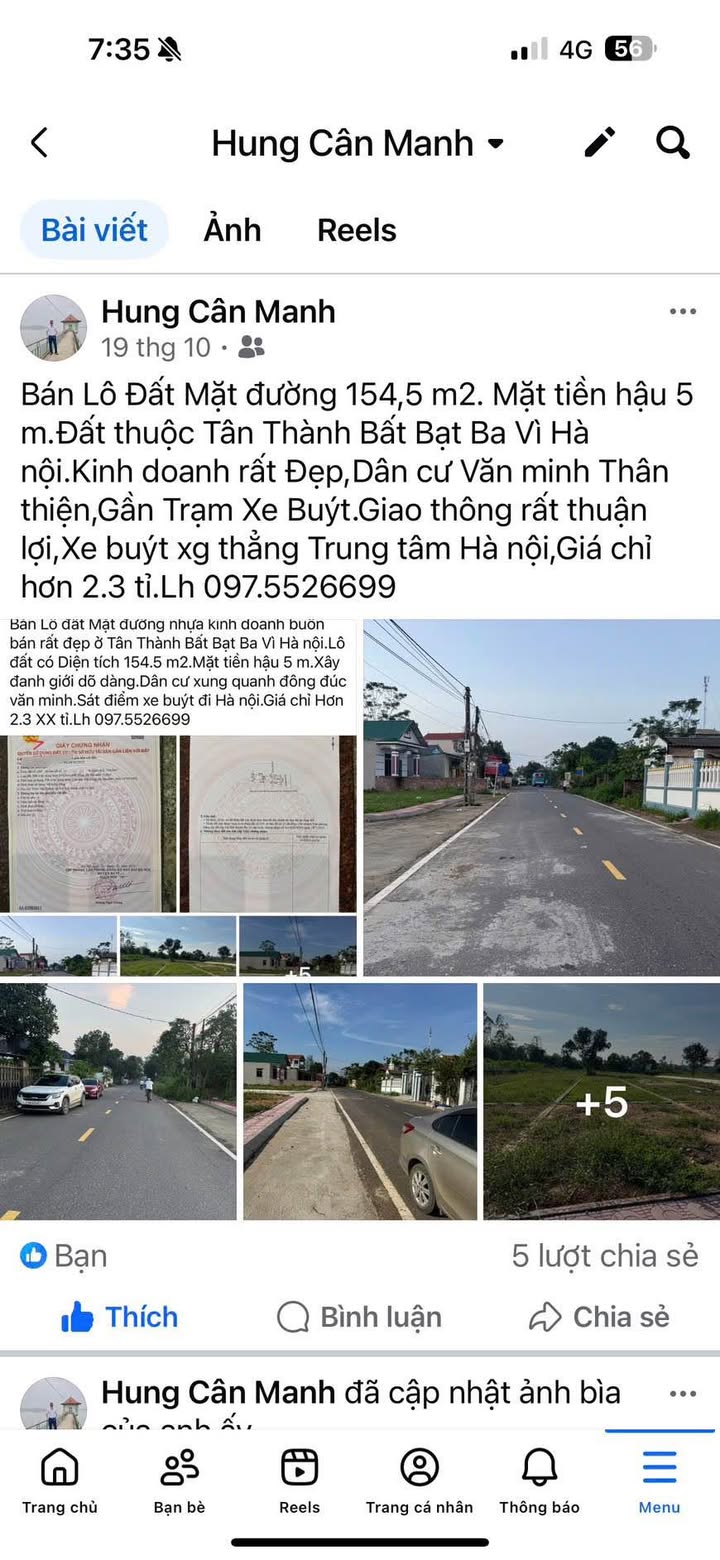 Đất nền Ba Vì 154.5m² mặt đường Tân Thành - Kinh doanh lý tưởng!