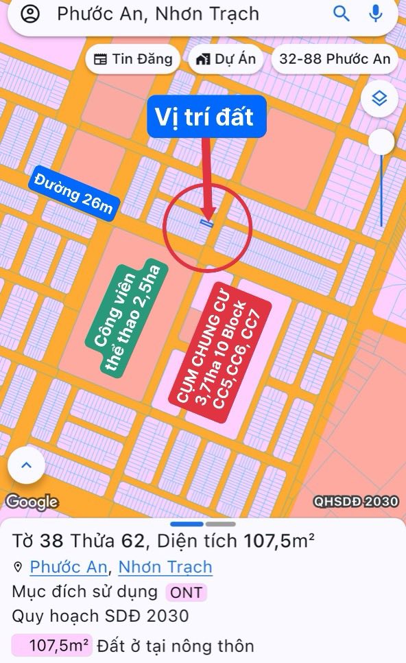 Lô đất đẹp 108m² tại Khu Dự Án HUD, Nhơn Trạch - Đầu tư sinh lời hấp dẫn!