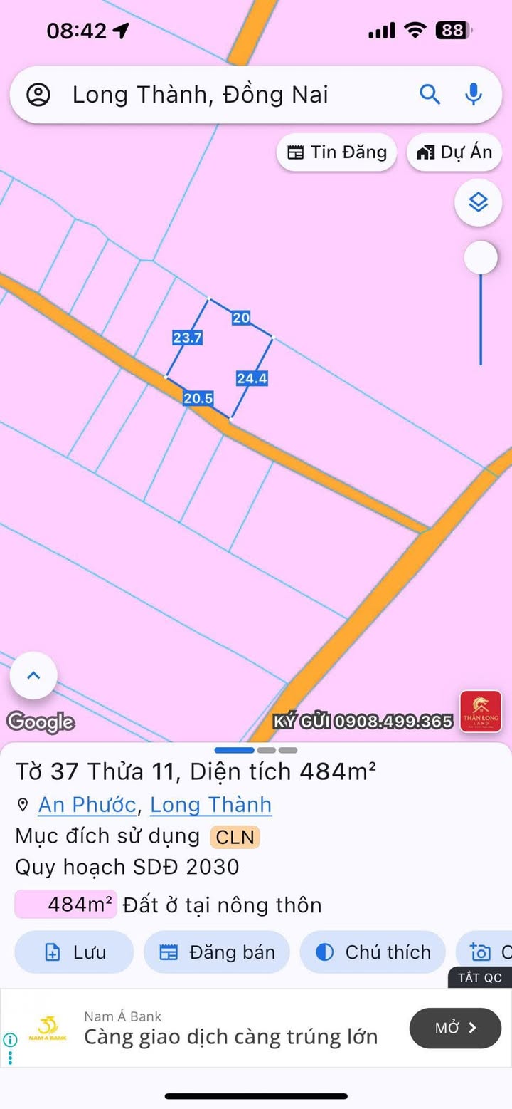 Đất nền An Phước Long Thành 480m² giá 1.9 tỷ - Sổ riêng chính chủ, giao dịch nhanh!