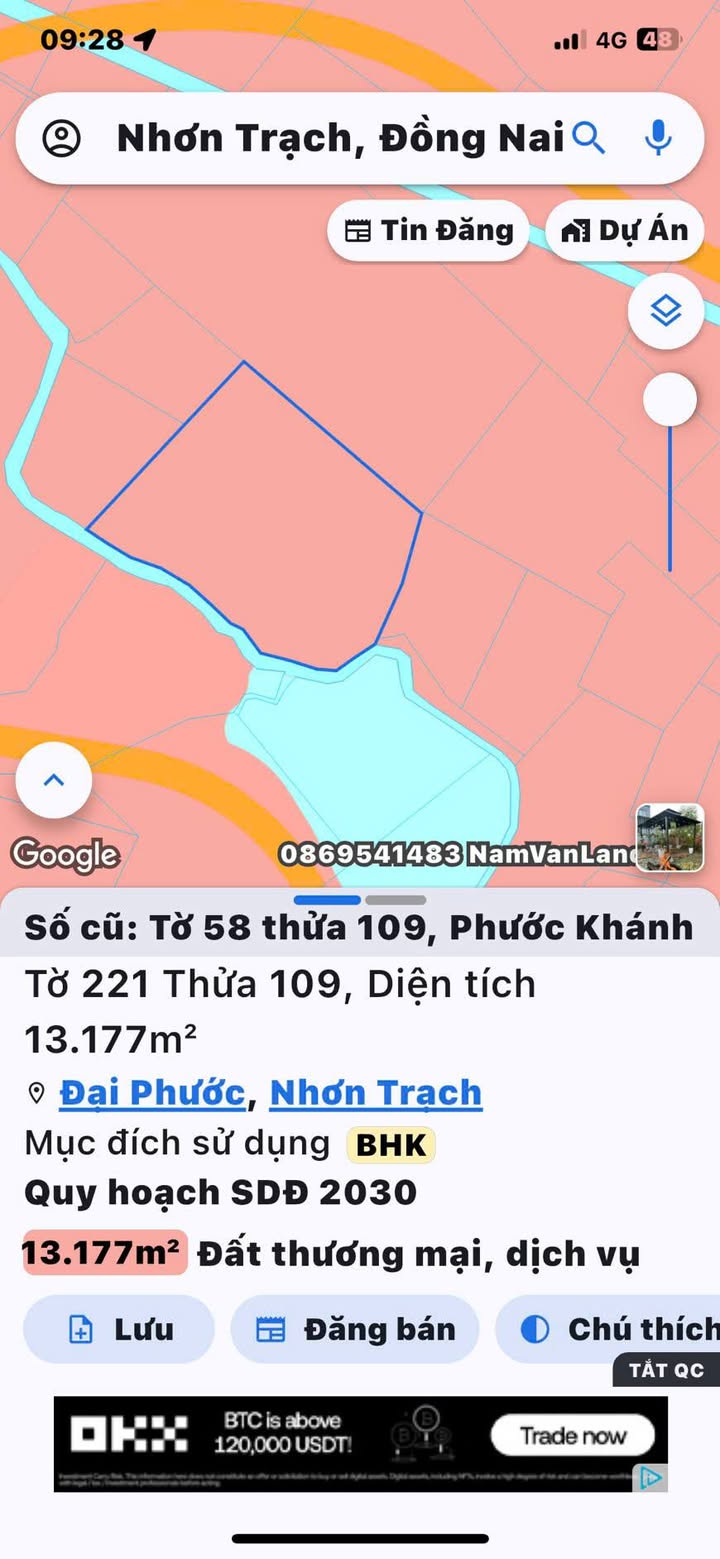 Đất nền 1,3ha tại xã Phước Khánh, Nhơn Trạch - Cơ hội đầu tư tuyệt vời!