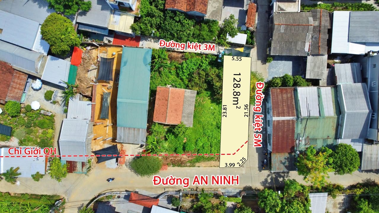 Đất 3 mặt tiền đường An Ninh - Kim Long, TP Huế 128,8m² giá 3,15 tỷ - Cơ hội đầu tư hiếm có!