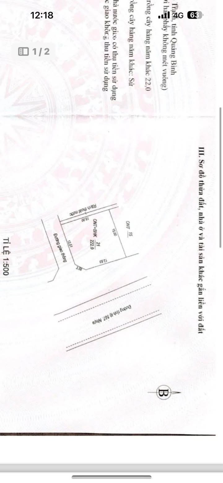 Lô đất 2 mặt tiền Trương Pháp, Đồng Hới 222m² giá 9 tỷ - Cơ hội đầu tư hấp dẫn!