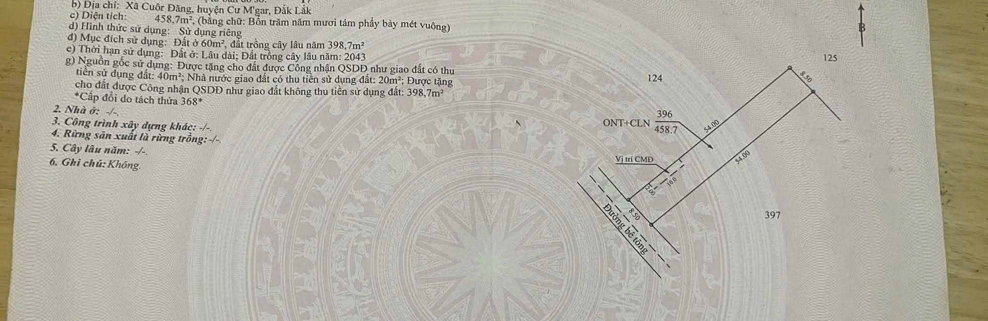 Nhà chính chủ bán gấp tại Cuôr Đăng, Cư M'gar, 459m² - Giá chỉ 2.5 tỷ!