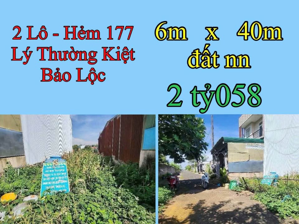 Đất nền Hẻm 177 Lý Thường Kiệt Bảo Lộc 240m² giá 2.058 tỷ - Đường ô tô rộng rãi