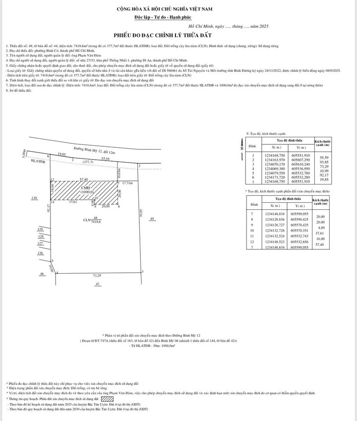 Đất nền Bình Mỹ, Bắc Tân Uyên 7418m² giá 40 tỷ - Cơ hội đầu tư hấp dẫn!