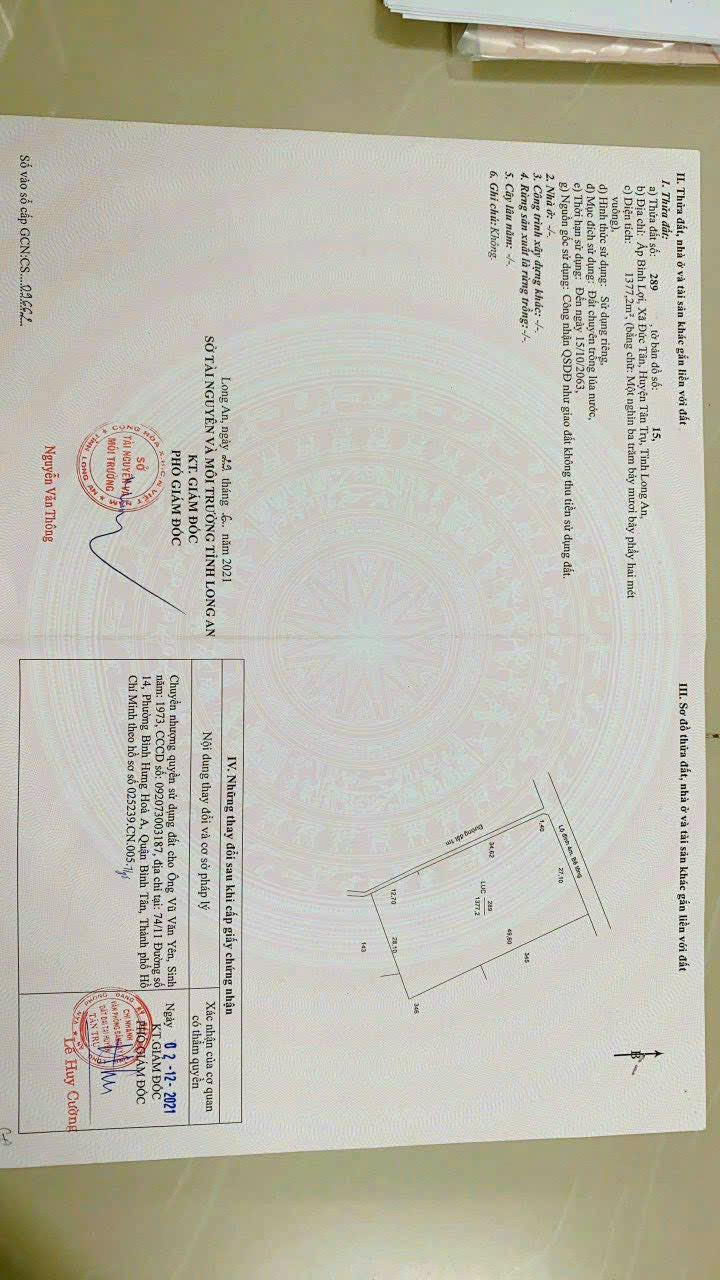 Đất nền chính chủ tại Đức Tân, Tân Trụ, 1344m² giá 2 tỷ - Đường ô tô tới nơi!