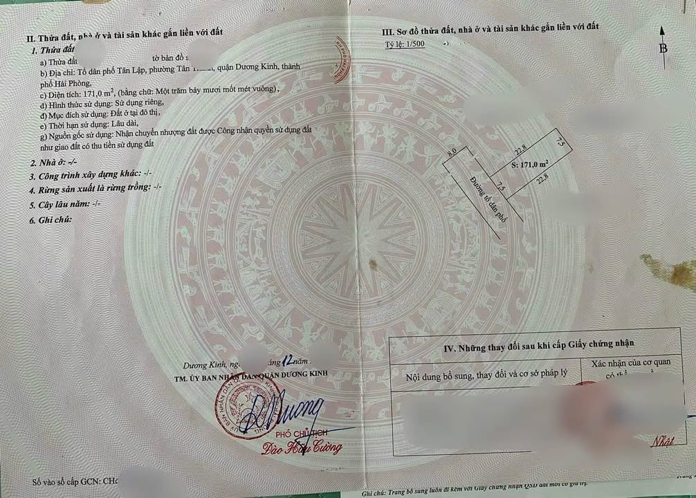 Đất nền Tân Thành, Dương Kinh, Hải Phòng 171m² - Vị trí đẹp, chính chủ bán gấp!