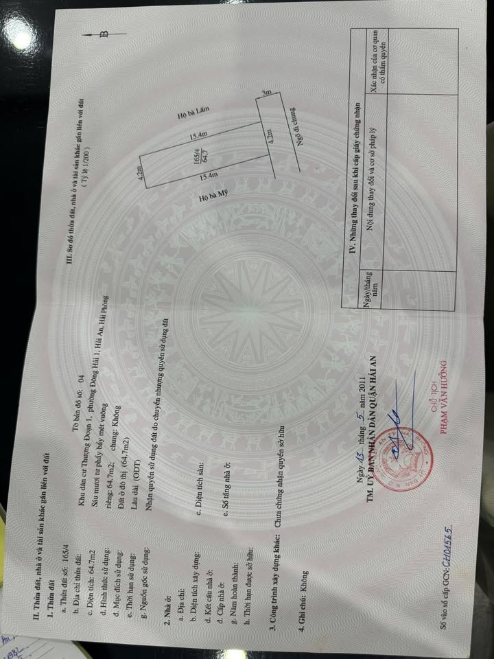 Lô đất thổ cư 65m² tại đường Phủ Thượng Đoạn, quận Hải An - Sổ đỏ chính chủ, giá chỉ 2.275 tỷ!