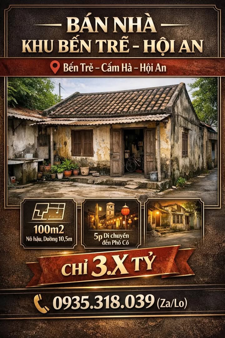 Nhà phố Cẩm Hà Hội An 100m² giá 3 tỷ - Gần phố cổ sầm uất!