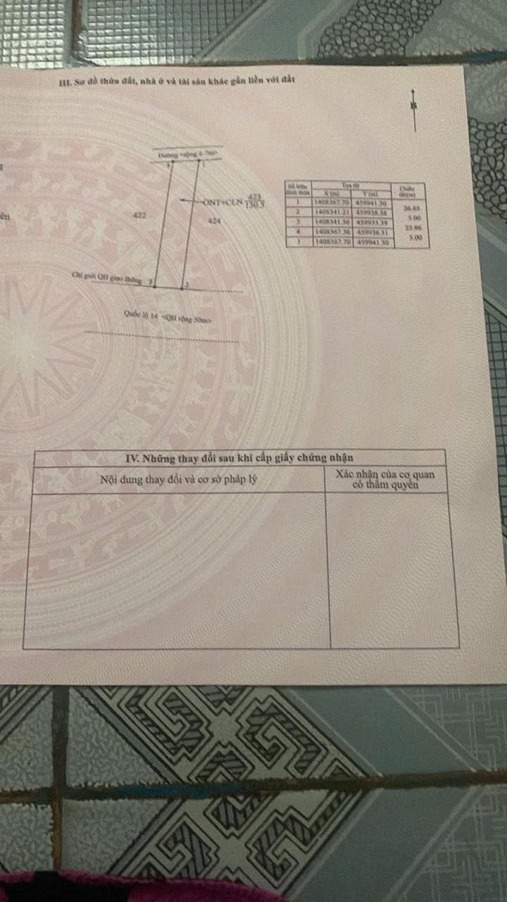 Đất mặt tiền Quốc lộ 14, Hòa Thuận 132.5m² giá 3 tỷ - Đầu tư sinh lời hấp dẫn!