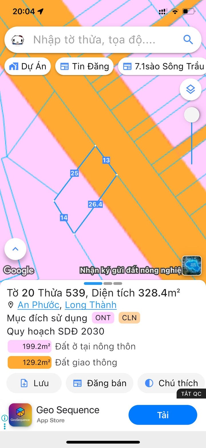 Đất thổ cư An Phước, Long Thành 338m² giá 6.3 tỷ - Mặt tiền đường Lôi Hổ
