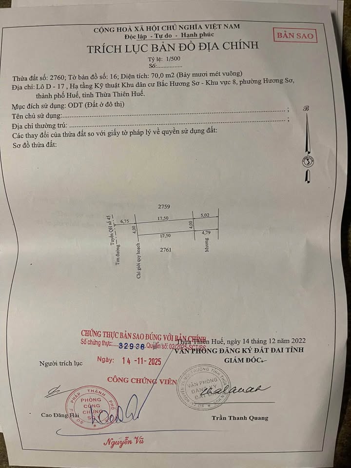 Đất nền Hương Sơ, Huế 70m² giá 1.65 tỷ - Vị trí đẹp, thuận tiện sinh hoạt!