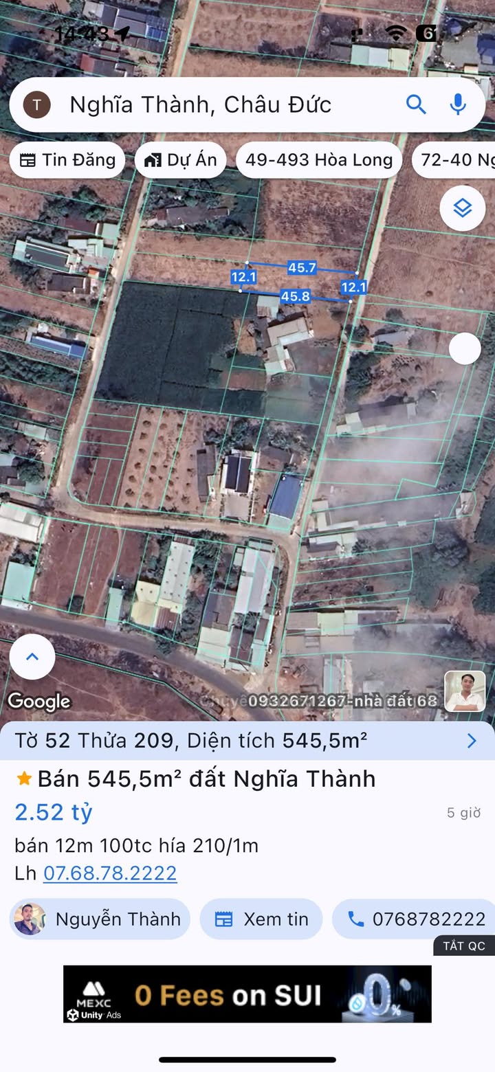 Đất nền xã Nghĩa Thành, Châu Đức, 548m² giá 5.733 tỷ - Đầu tư sinh lời ngay!