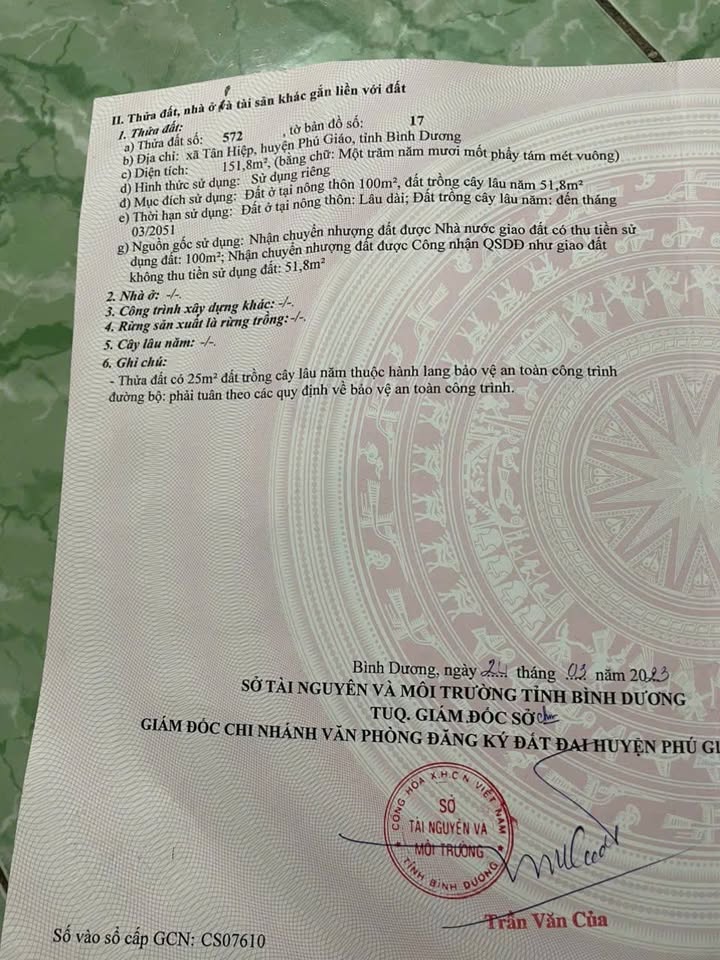 Đất nền Tân Hiệp, Phú Giáo 151m² giá 890 triệu - Sổ hồng chính chủ!