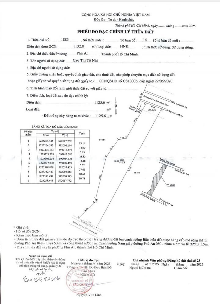 Đất nền Phú An, Bến Cát 1126m² giá 5.9 tỷ - Hai mặt tiền thoáng đãng!