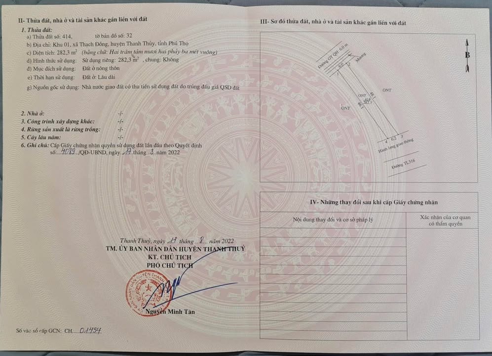 Đất thổ cư xã Thạch Đồng 282m² giá 2.823 tỷ - Đầu tư sinh lời hấp dẫn!