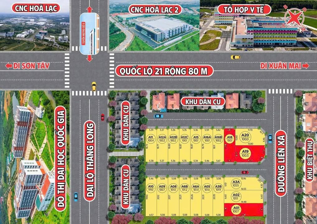 Đất nền Phú Cát Quốc Oai 100m² giá từ 2.4 tỷ - Sổ đỏ chính chủ, thổ cư 100%!