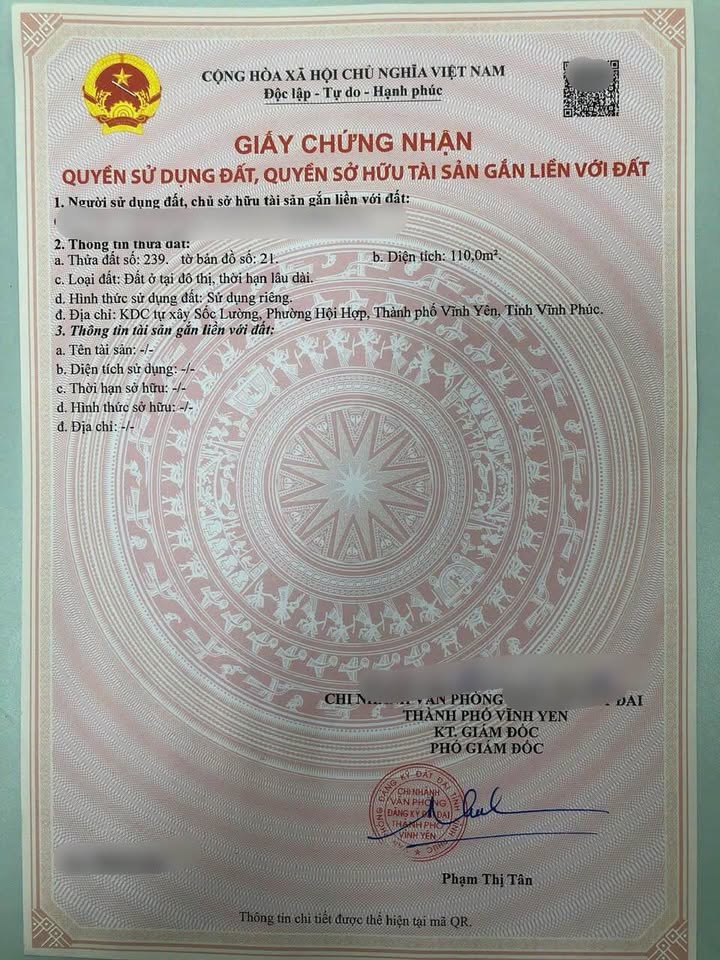 Đất nền Vĩnh Yên 110m² giá 3 tỷ - Mặt tiền 5,5m, lô góc siêu đẹp!