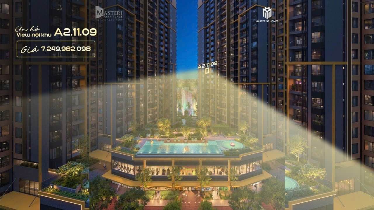 Căn hộ Masteri Park Place Thủ Đức 57.2m² giá 7.249 tỷ - View hồ bơi thoáng đãng!