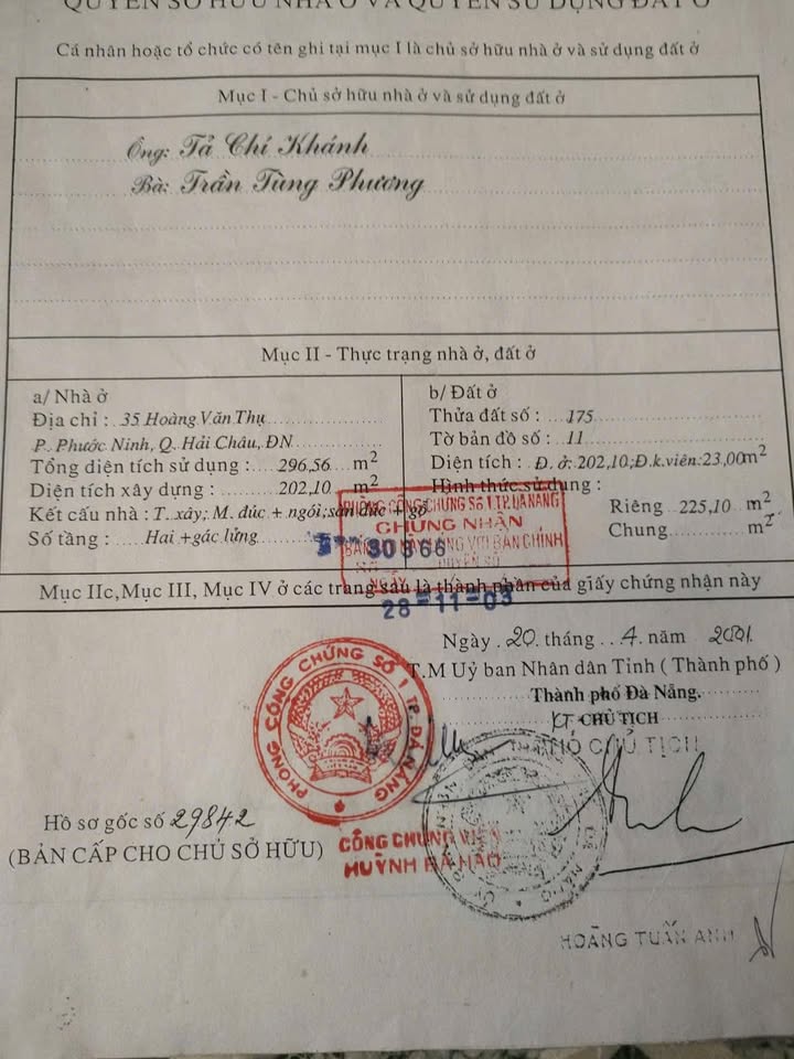 Nhà riêng 35 Hoàng Văn Thụ, Hải Châu, Đà Nẵng 212m² - Giá thỏa thuận, sẵn sàng thương lượng!