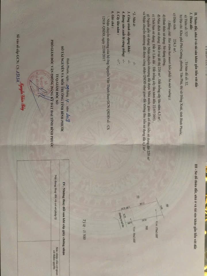 Đất thổ cư ngay trường THPT Đồng Xoài 216m² giá 1.2 tỷ - Sổ hồng chính chủ!