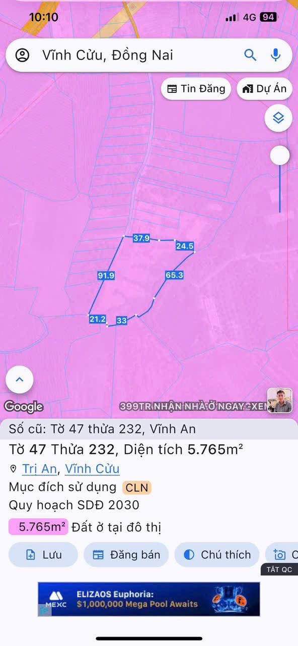 Đất màu hồng Vĩnh An 19440m² giá 4.5 tỷ - Sổ hồng riêng, thương lượng thoải mái!