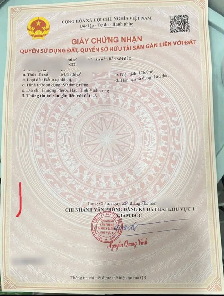 Đất nền Phước Hậu, Vĩnh Long 126m² giá 2 tỷ - Mặt tiền đường liên thông xe tải