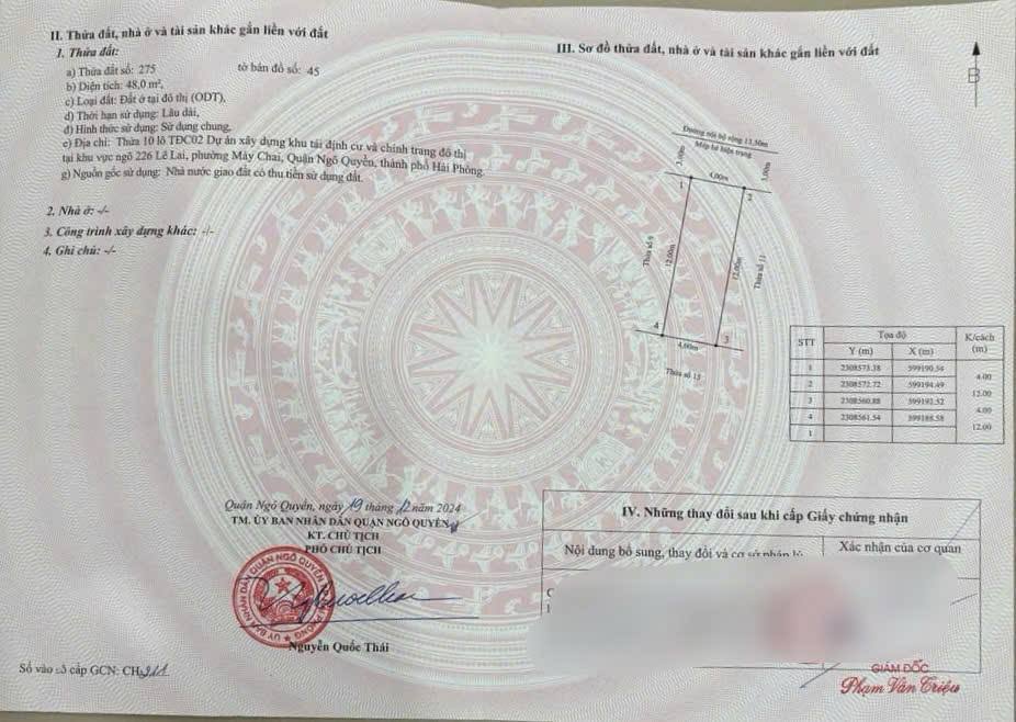 Đất nền 48m² tại TĐC 226 Lê Lai, Hải Phòng - Giá chỉ 5.9 tỷ, sổ đỏ chính chủ!