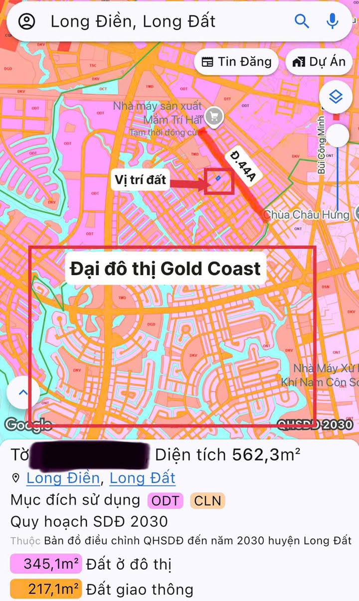 Đất nền mặt tiền đường 44A Long Điền 345m² - Tiềm năng đầu tư lớn!