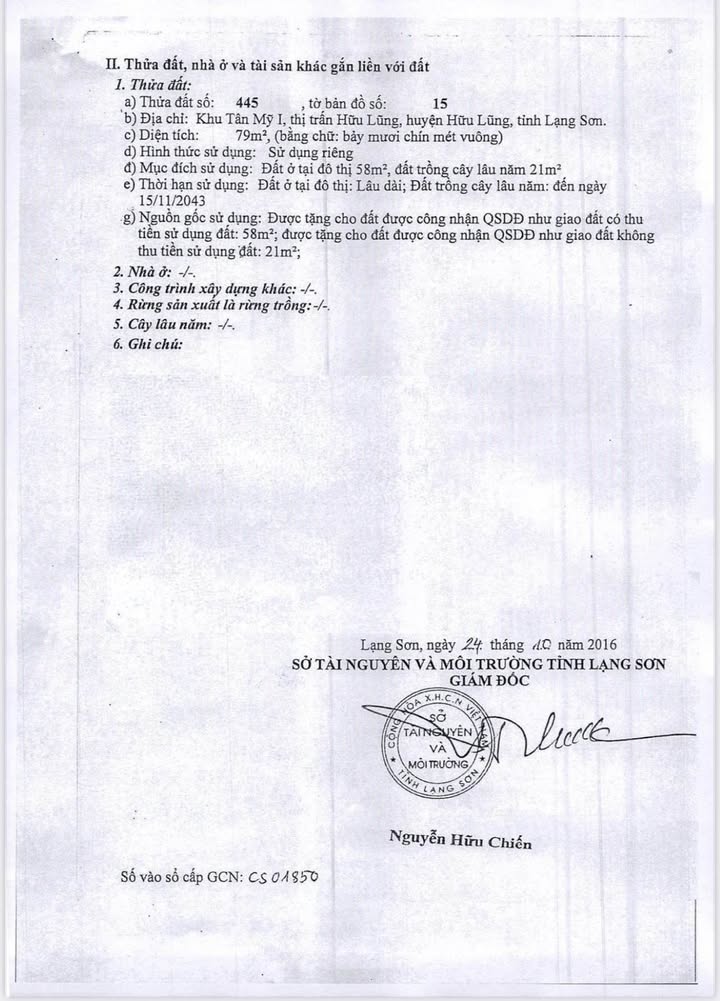 Đất nền Khu Tân Mỹ, Hữu Lũng, 79m² giá 480 triệu - Cơ hội đầu tư hấp dẫn!