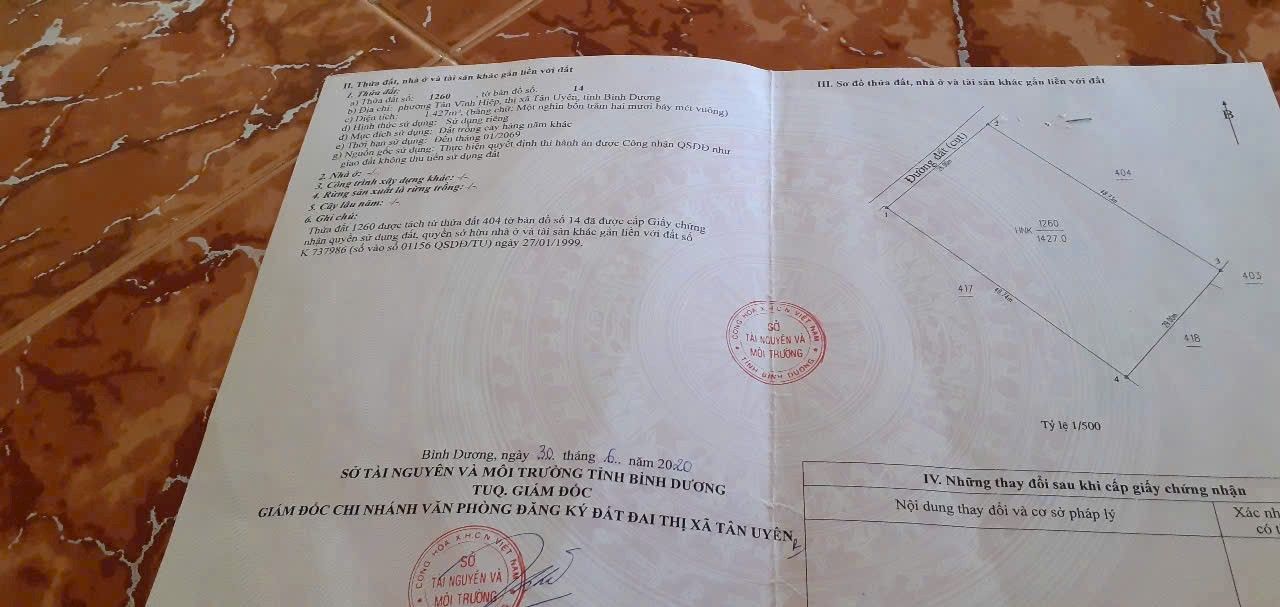 Đất nền Vĩnh Hiệp, Tân Uyên 1421m² giá 3.5 tỷ - Cơ hội đầu tư hấp dẫn!