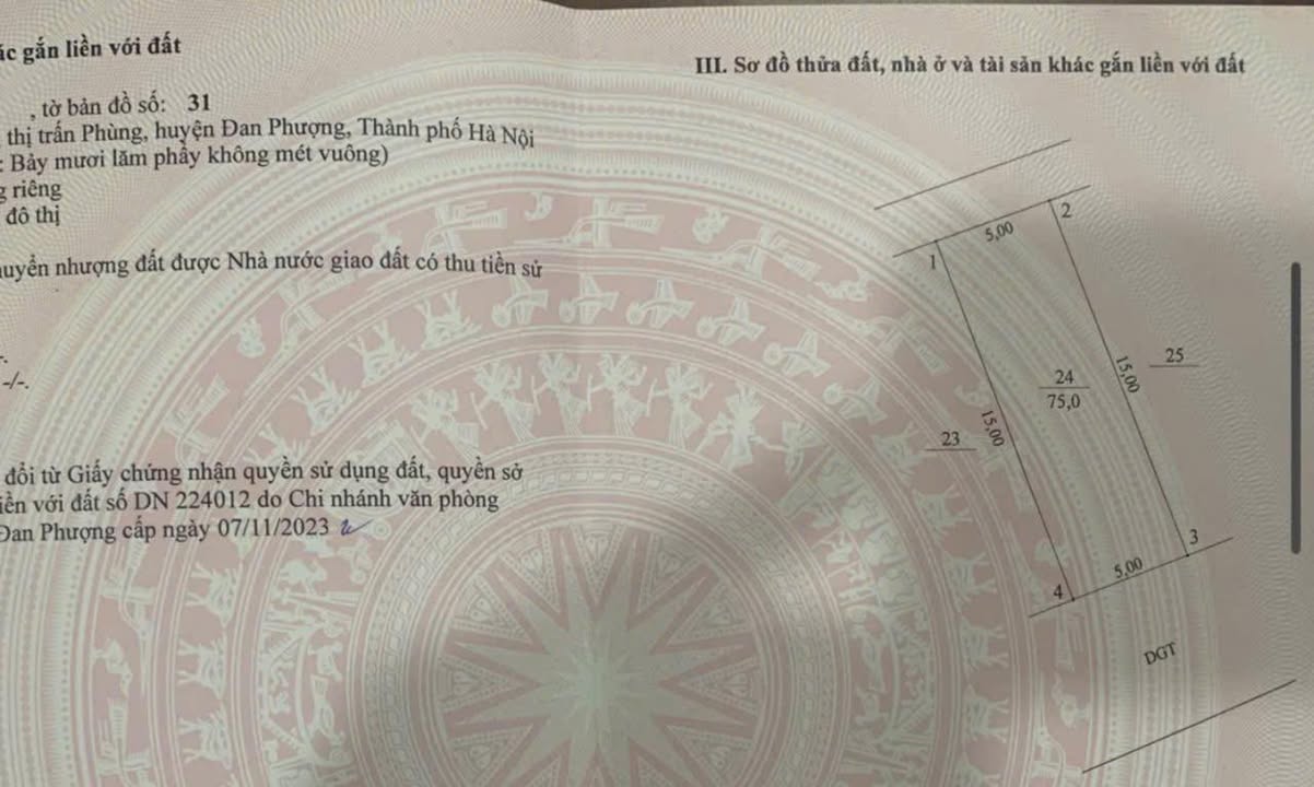 Đất nền 75m² tại Đan Phượng, Hà Nội - Vị trí đẹp giá đầu tư hợp lý!