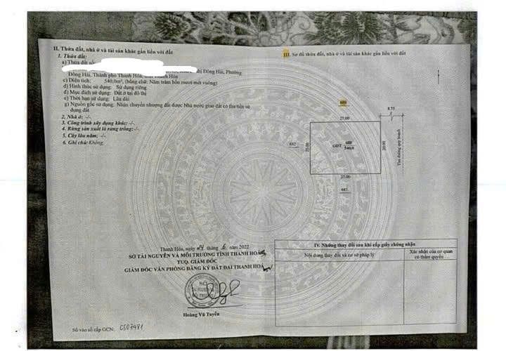 Đất biệt thự 540m² phường Đông Hải, TP Thanh Hóa - Hướng Đông, view kênh điều hòa!