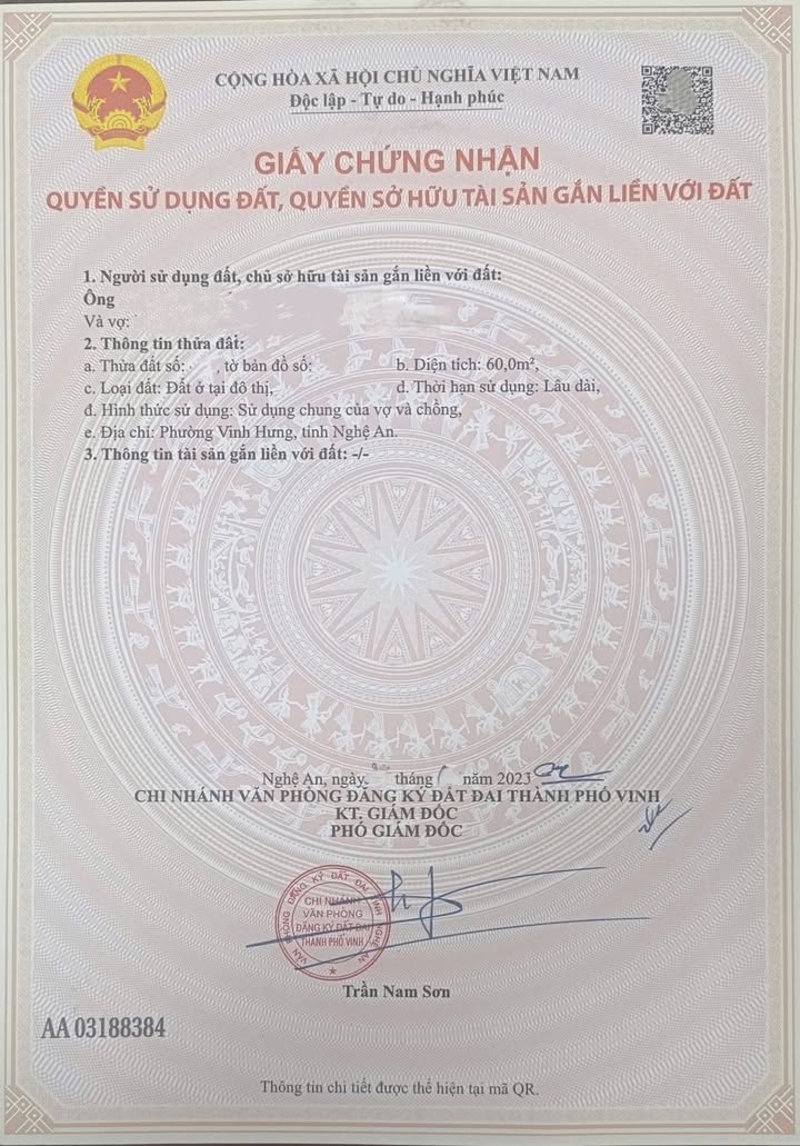 Bán đất Hưng Đông, phường Vinh Hưng 60m² giá 1.95 tỷ - Đầu tư sinh lời ngay!