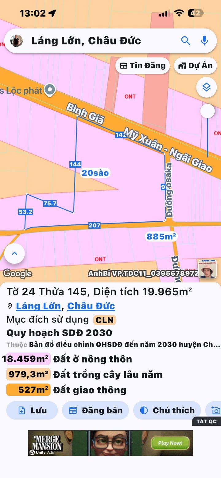 Đất nền 2ha Lê Hồng Phong, Châu Đức, Bà Rịa - Vũng Tàu - Sổ hồng riêng, giá chỉ 3.5 triệu/m²!