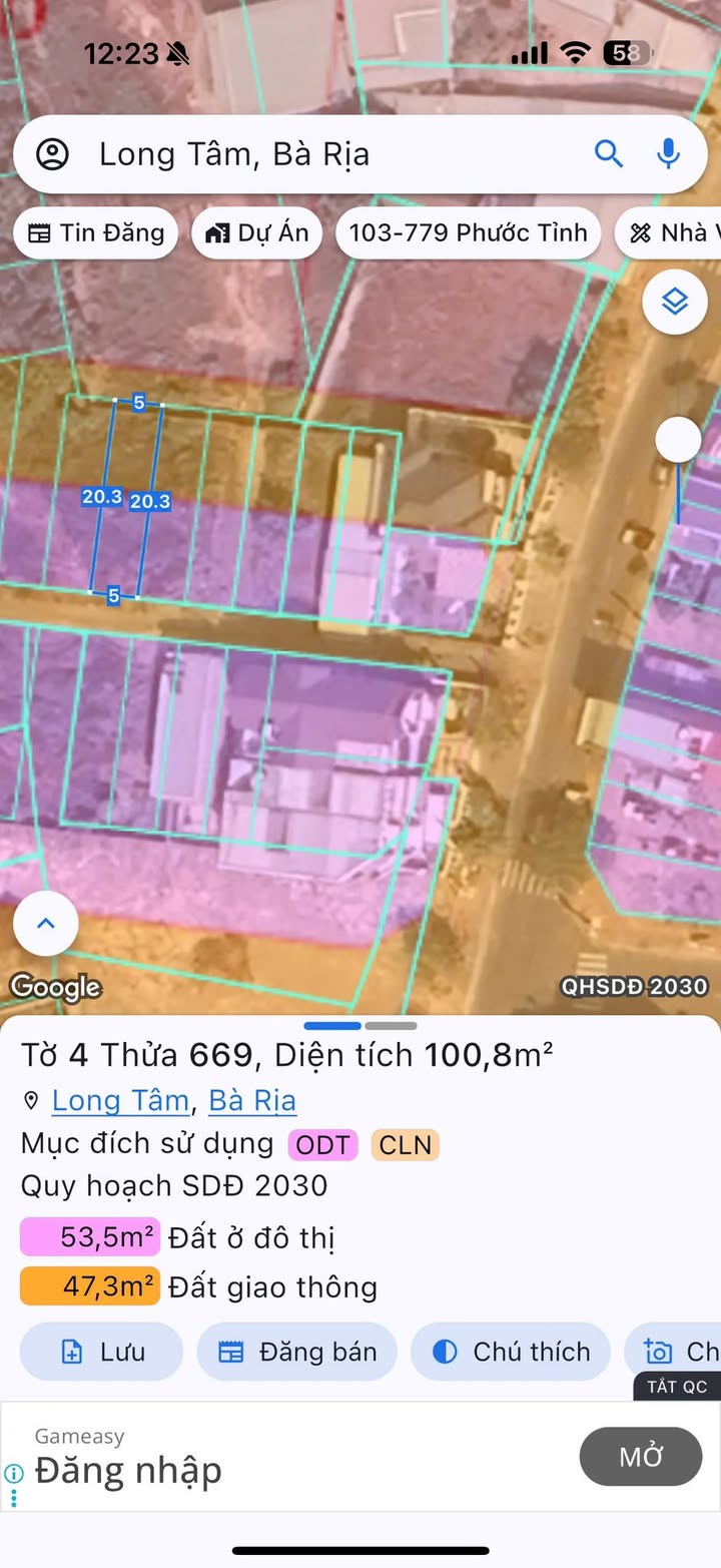 Đất thổ cư Bà Rịa 105m² giá 1.93 tỷ - Khu dân cư sầm uất