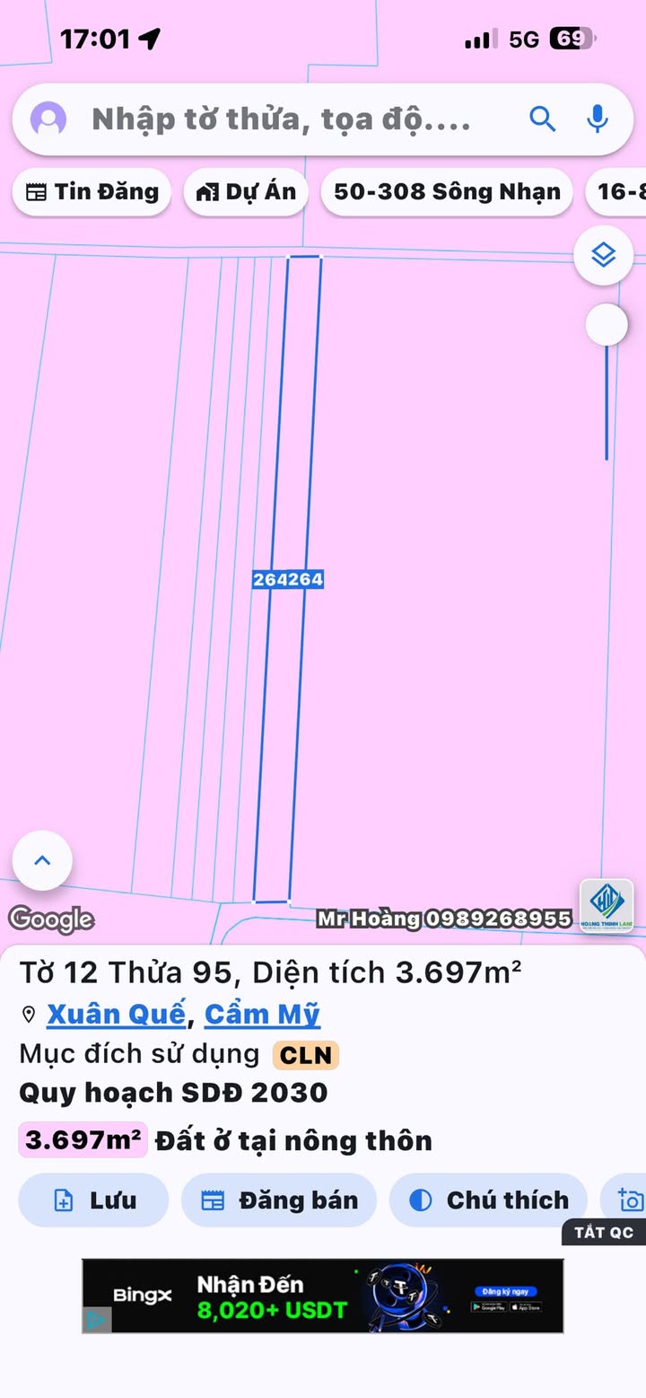 Đất nền 3697m² Xuân Quế giá 5.84 tỷ - Hai mặt tiền đường, tiềm năng đầu tư lớn!